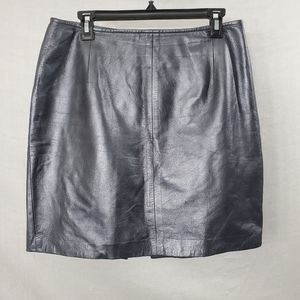 Vericci Metalic Grey Leather Skirt